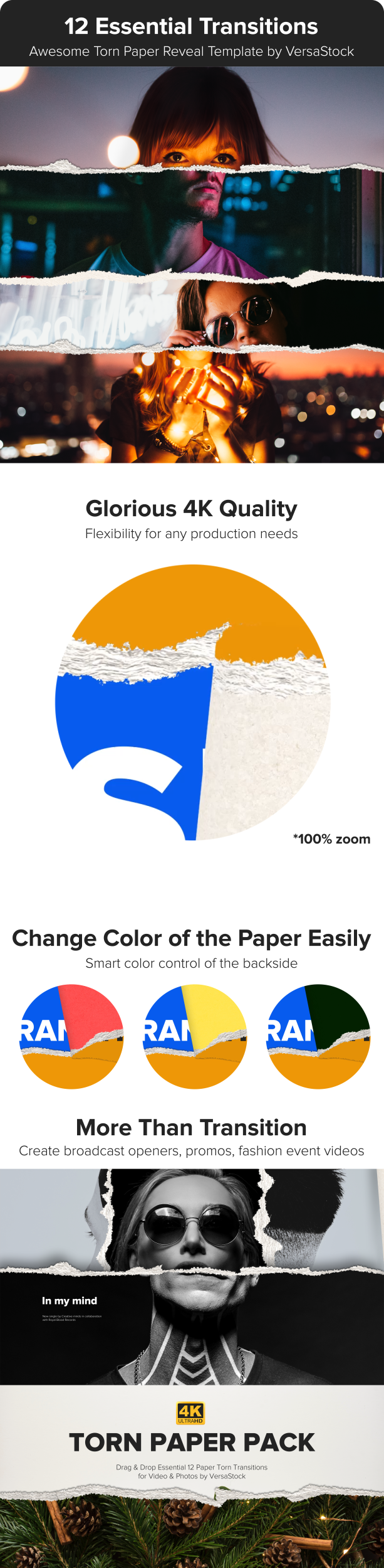 Papel rasgado 4K | Paquete de Transiciones Reveladas - 3