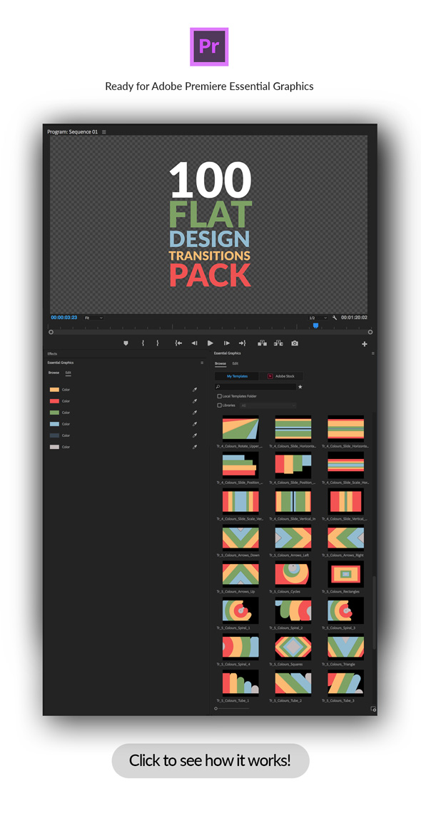 Paquete de transiciones de diseño plano | Mogrt - 7