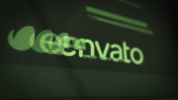 El antiguo logotipo de la pantalla LED revela con efecto de falla