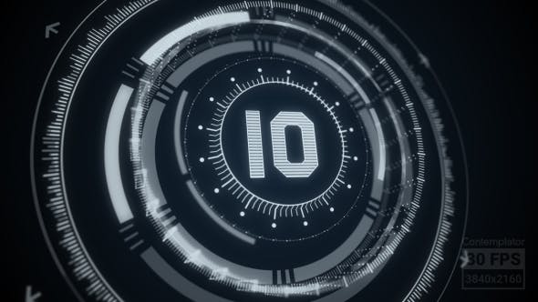 Cuenta atrás (de 10 a 1) con elementos futuristas de HUD